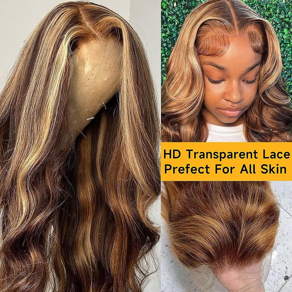 30 Inch Ombre Honey Blone Body Wave 13x4 Lace Front Human Hair Wigs