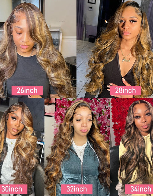 Load image into Gallery viewer, 30 Inch Ombre Honey Blone Body Wave 13x4 Lace Front Human Hair Wigs
