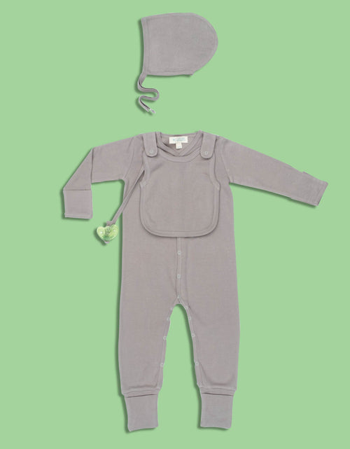 Load image into Gallery viewer, Smart Footed One-Piece + Bib - Gray
