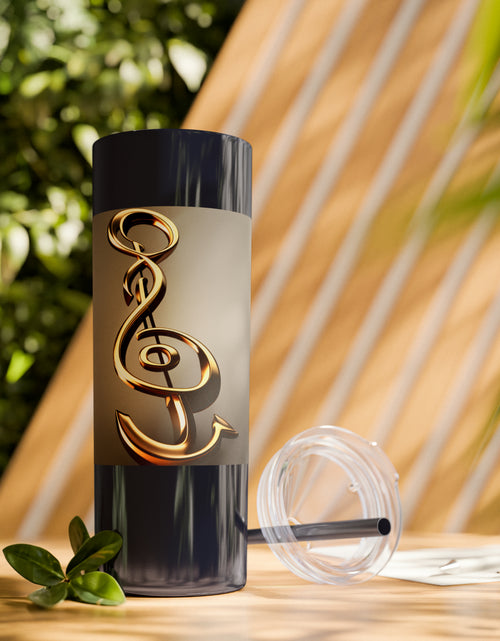 Load image into Gallery viewer, Treble Clef Skinny Tumbler with Straw, 20oz
