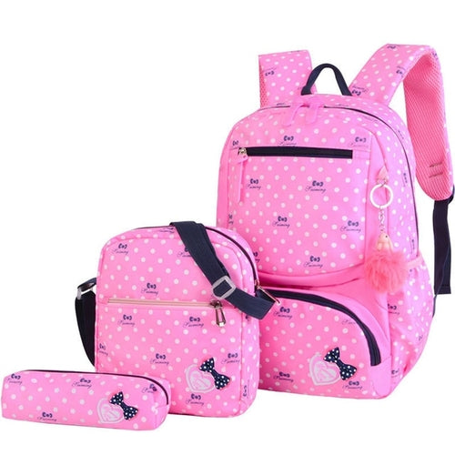 Load image into Gallery viewer, 3pcs/set Dot Printing School Bags Backpack Schoolbag Fashion Kids
