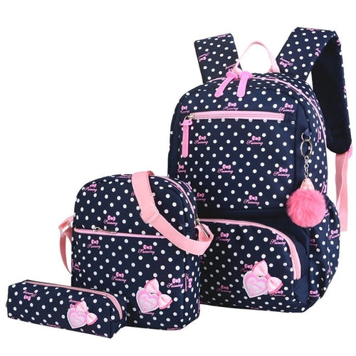 Load image into Gallery viewer, 3pcs/set Dot Printing School Bags Backpack Schoolbag Fashion Kids
