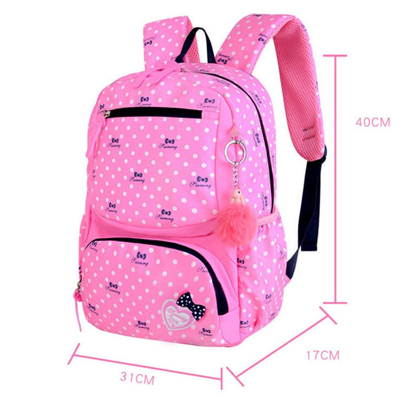 3pcs/set Dot Printing School Bags Backpack Schoolbag Fashion Kids