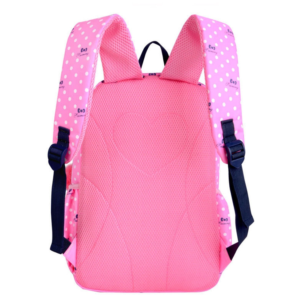 3pcs/set Dot Printing School Bags Backpack Schoolbag Fashion Kids