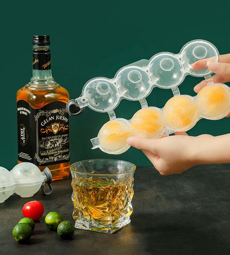 4 Hole Ice Cube Maker Whisky Cocktail Ice Mould Round Ice Hockey Mold