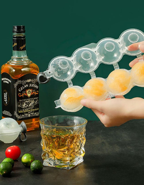 Load image into Gallery viewer, 4 Hole Ice Cube Maker Whisky Cocktail Ice Mould Round Ice Hockey Mold
