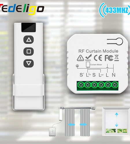 433mhz Wireless Curtain Switch Remote Control System Ac 220v 10a Rf