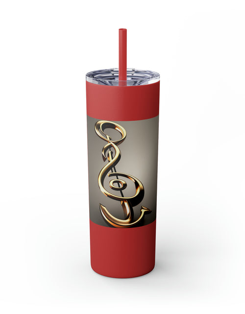 Load image into Gallery viewer, Treble Clef Skinny Tumbler with Straw, 20oz
