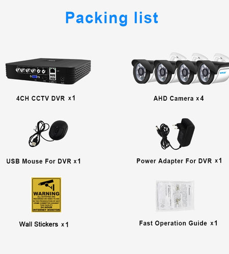 4CH CCTV System 720P/1080P AHD Camera Kit 5 in 1 Video Recorder