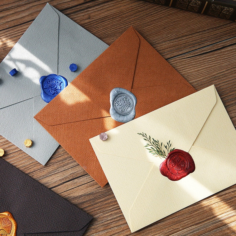 5/10pcs Retro Hemp Texture Western Envelopes for Wedding Party