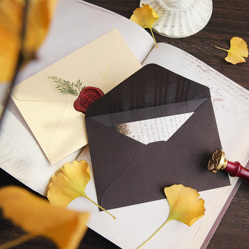 5/10pcs Retro Hemp Texture Western Envelopes for Wedding Party