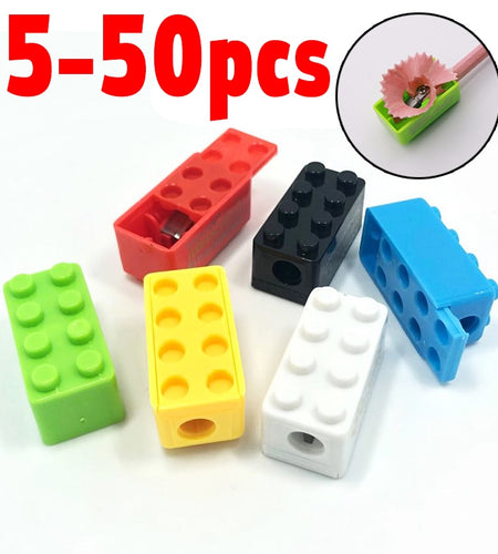 5 50pcs Building Blocks Pencil Sharpener Cartoon Plastic Children's