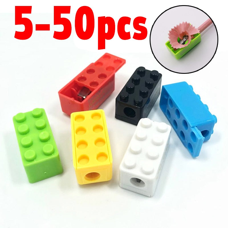 5 50pcs Building Blocks Pencil Sharpener Cartoon Plastic Children's