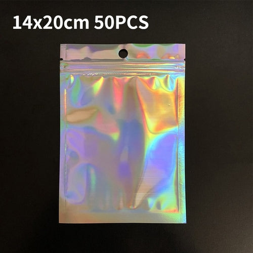 Load image into Gallery viewer, 50pcs Resealable Laser Ziplock Bags For Necklace Food Storage Bags
