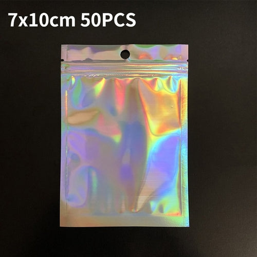 Load image into Gallery viewer, 50pcs Resealable Laser Ziplock Bags For Necklace Food Storage Bags
