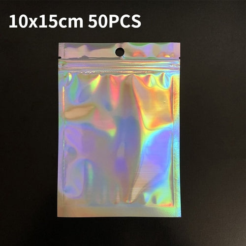 Load image into Gallery viewer, 50pcs Resealable Laser Ziplock Bags For Necklace Food Storage Bags
