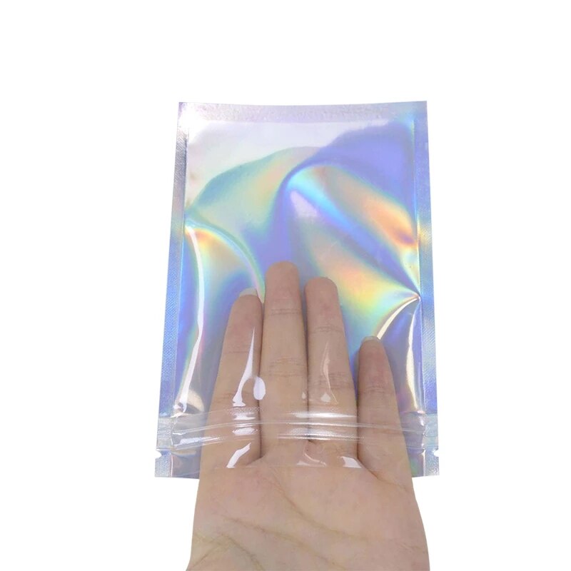 50pcs Resealable Laser Ziplock Bags For Necklace Food Storage Bags