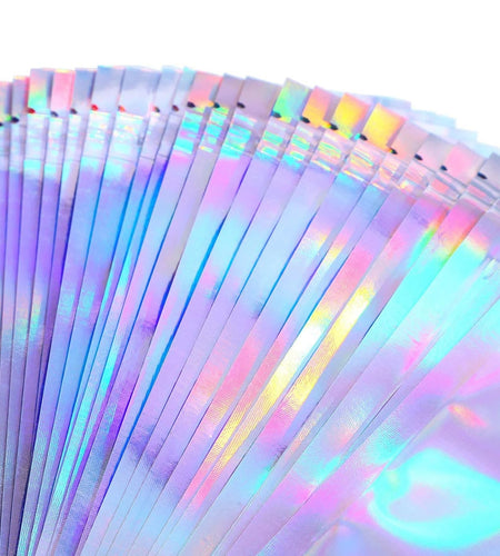 50pcs Resealable Laser Ziplock Bags For Necklace Food Storage Bags