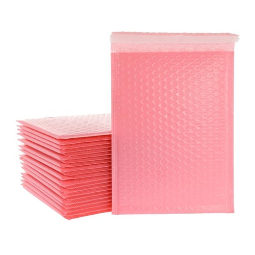 Load image into Gallery viewer, 50pcs Pink Poly Bubble Mailers Padded Envelopes Bulk Bubble Lined Wrap
