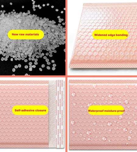 50pcs Pink Poly Bubble Mailers Padded Envelopes Bulk Bubble Lined Wrap