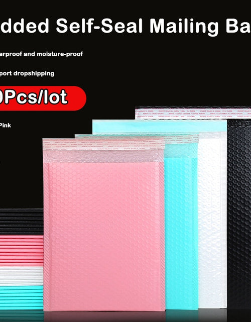 Load image into Gallery viewer, 50pcs Pink Poly Bubble Mailers Padded Envelopes Bulk Bubble Lined Wrap
