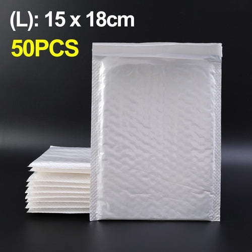 50pcs Bubble Envelopes Bag Waterproof White Foam Bubble Mailers