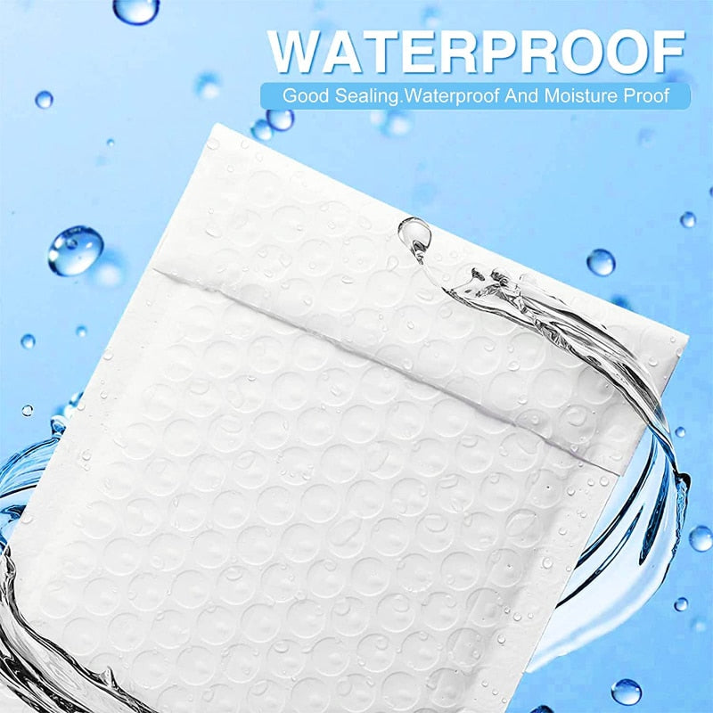 50pcs Bubble Envelopes Bag Waterproof White Foam Bubble Mailers