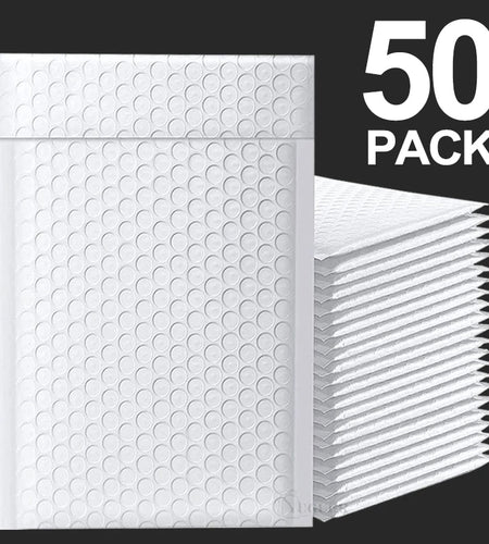 50pcs Bubble Envelopes Bag Waterproof White Foam Bubble Mailers