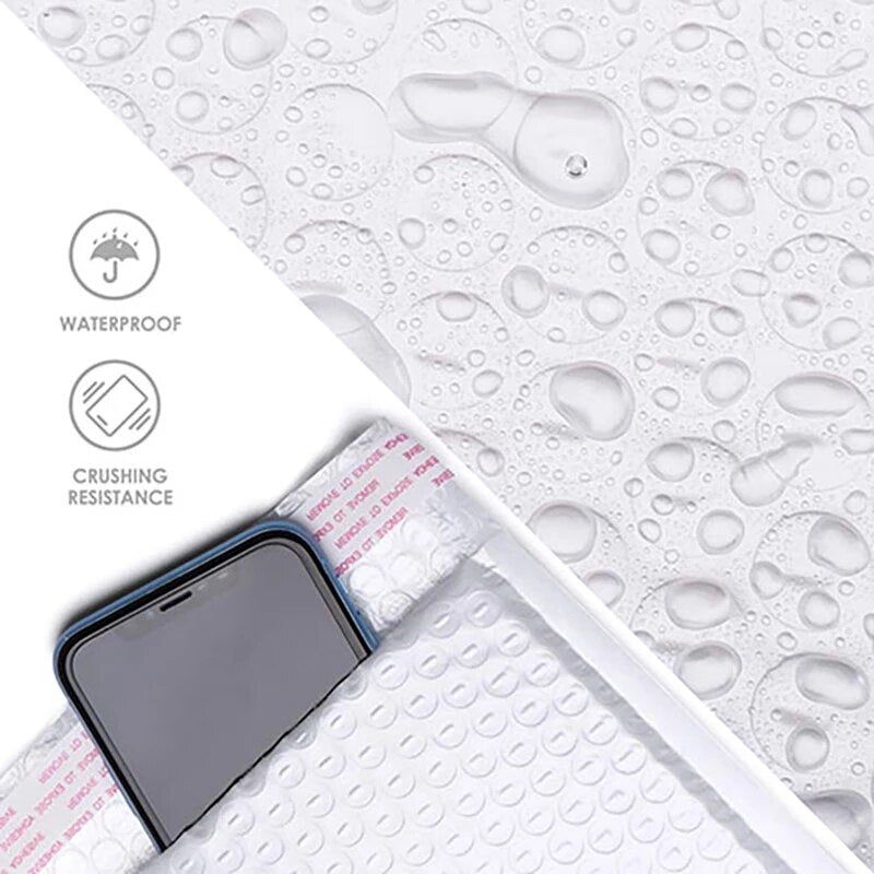 50pcs Bubble Envelopes Bag Waterproof White Foam Bubble Mailers