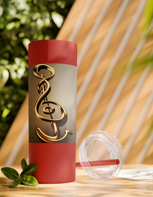 Load image into Gallery viewer, Treble Clef Skinny Tumbler with Straw, 20oz
