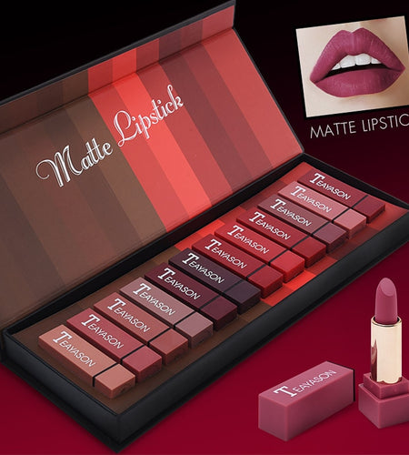 6/12pcs Women Fashion Matte Liquid Lipstick Set Sexy Red Pumpkin