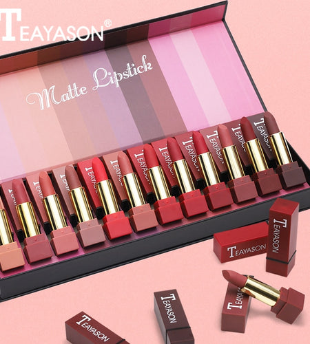6/12pcs Women Fashion Matte Liquid Lipstick Set Sexy Red Pumpkin