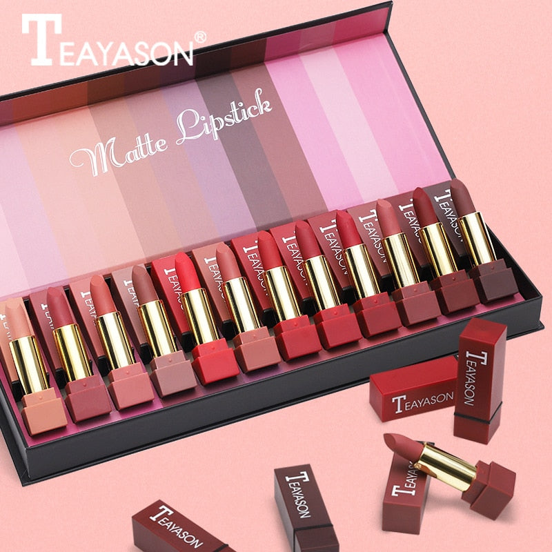 6/12pcs Women Fashion Matte Liquid Lipstick Set Sexy Red Pumpkin