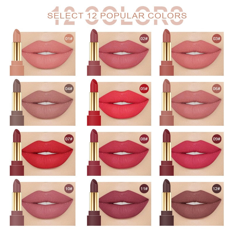 6/12pcs Women Fashion Matte Liquid Lipstick Set Sexy Red Pumpkin