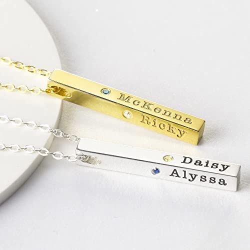 Load image into Gallery viewer, Mom Necklace With Kids Names, Mother Jewelry, 4 Sided Bar Necklace
