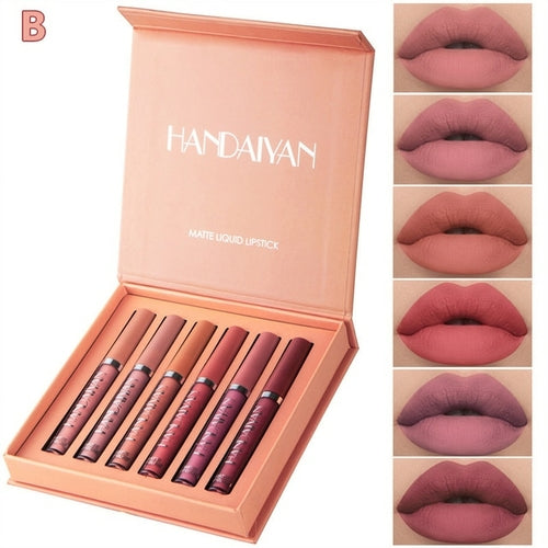 6pcs/pack Waterproof Lipgloss Makeup Lightweight Matte Lip Cosmetics