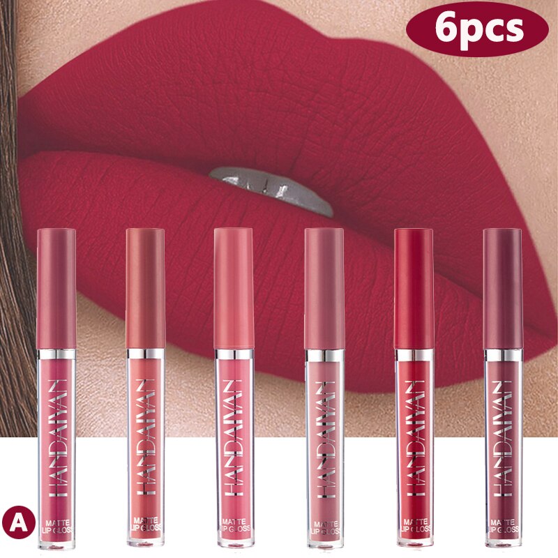 6pcs/pack Waterproof Lipgloss Makeup Lightweight Matte Lip Cosmetics