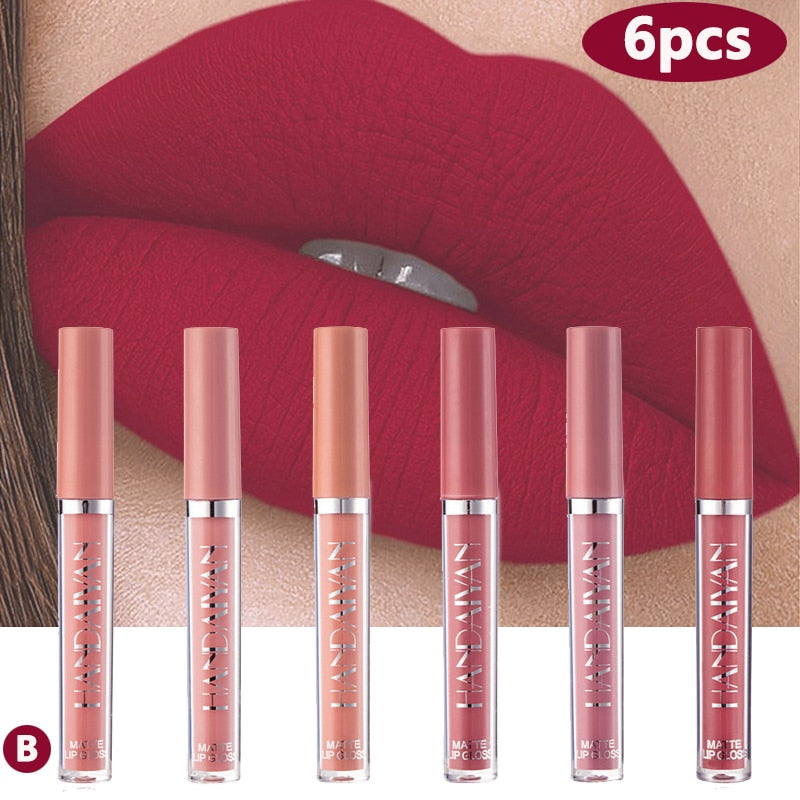 6pcs/pack Waterproof Lipgloss Makeup Lightweight Matte Lip Cosmetics