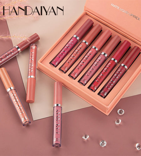 6pcs/pack Waterproof Lipgloss Makeup Lightweight Matte Lip Cosmetics