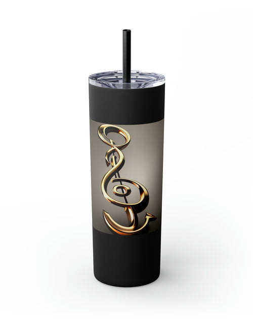 Load image into Gallery viewer, Treble Clef Skinny Tumbler with Straw, 20oz
