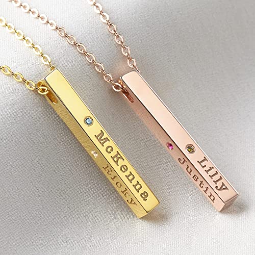 Load image into Gallery viewer, Mom Necklace With Kids Names, Mother Jewelry, 4 Sided Bar Necklace
