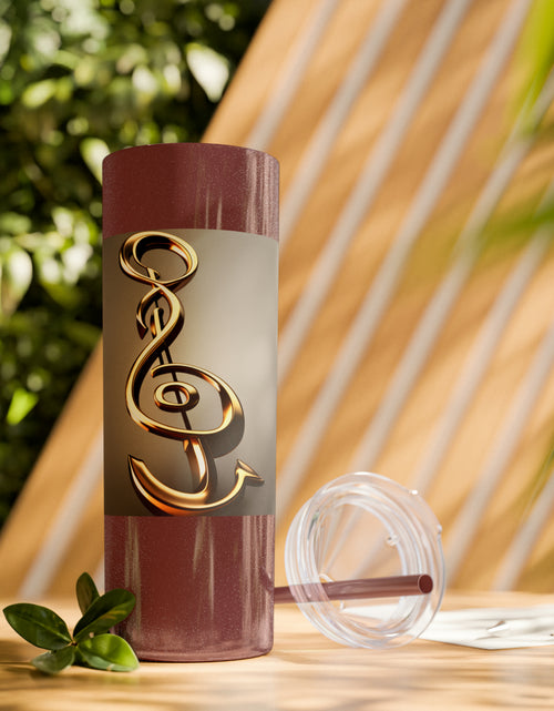 Load image into Gallery viewer, Treble Clef Skinny Tumbler with Straw, 20oz
