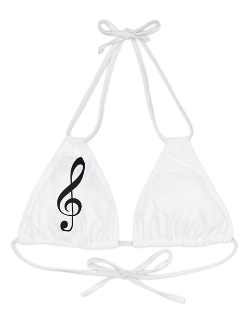 Load image into Gallery viewer, Treble Clef Strappy Triangle Bikini Top (AOP)
