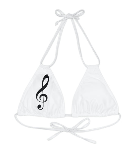 Treble Clef Strappy Triangle Bikini Top (AOP)