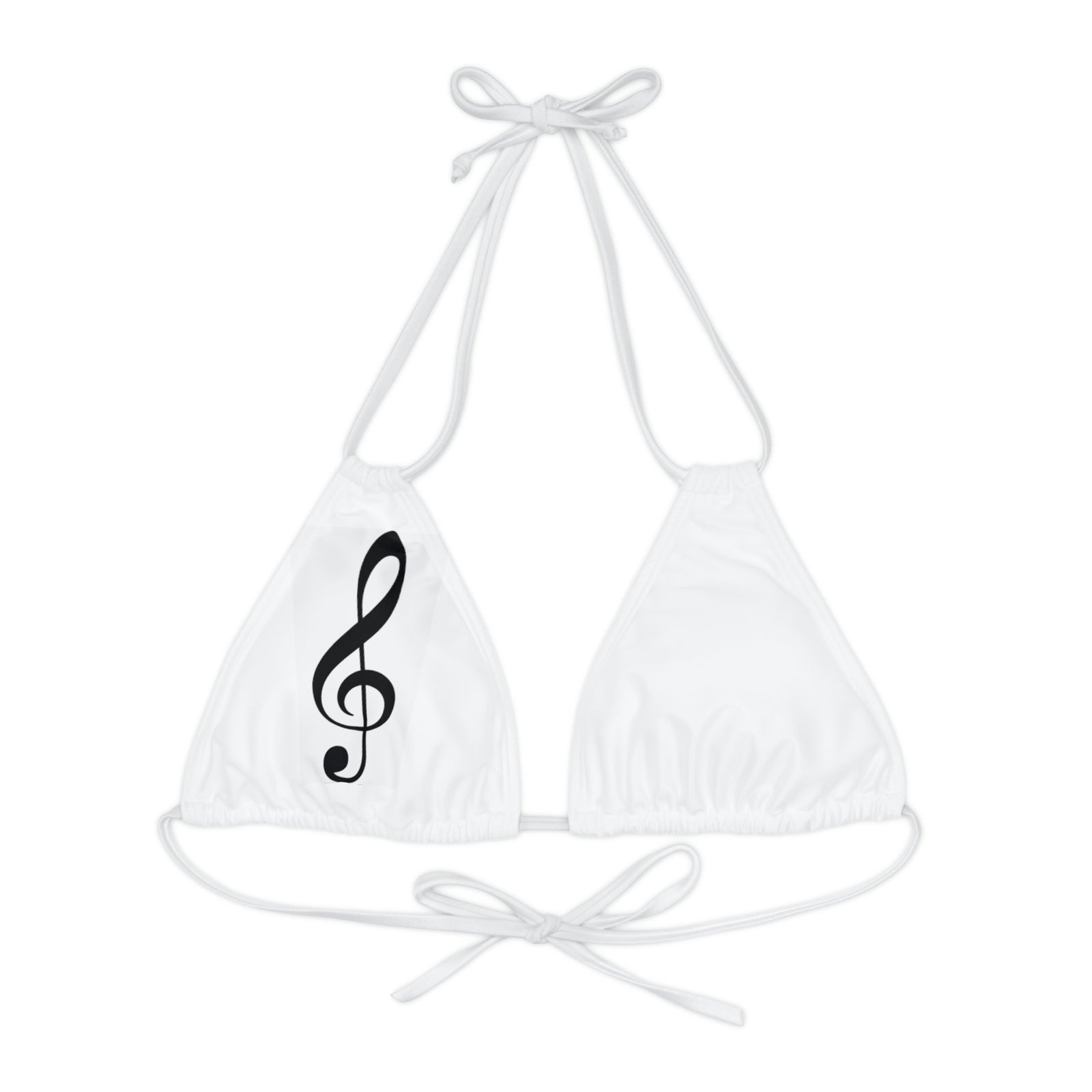 Treble Clef Strappy Triangle Bikini Top (AOP)