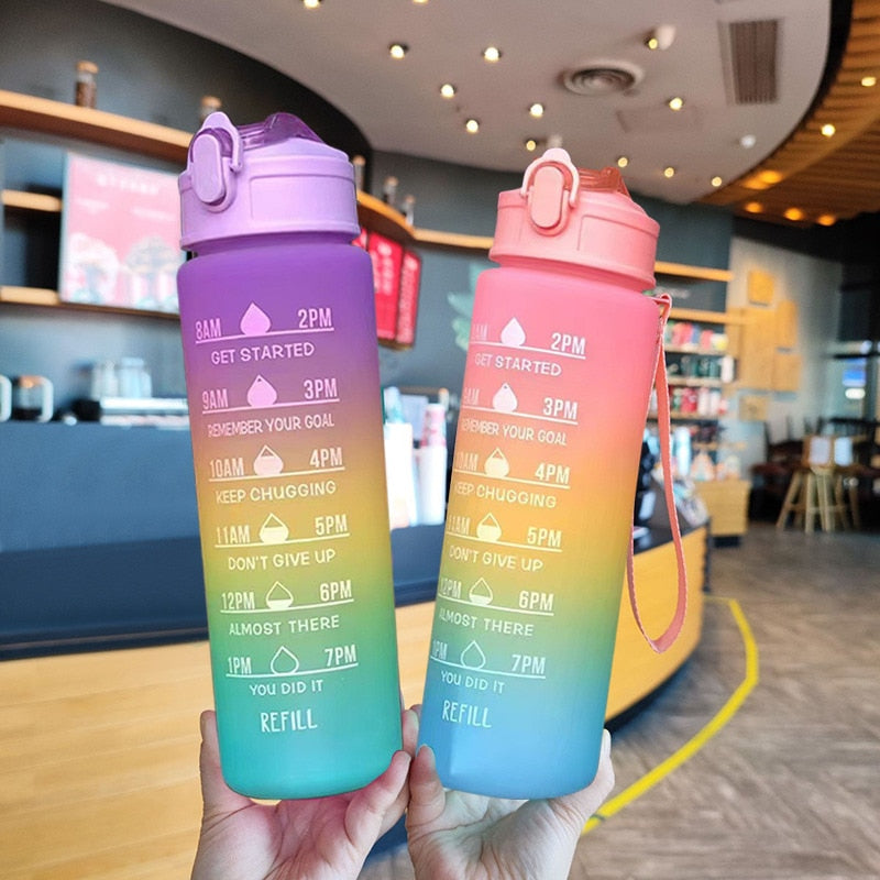 900ml Water Bottle Motivational Sport Water Bottle Leakproof Drinking