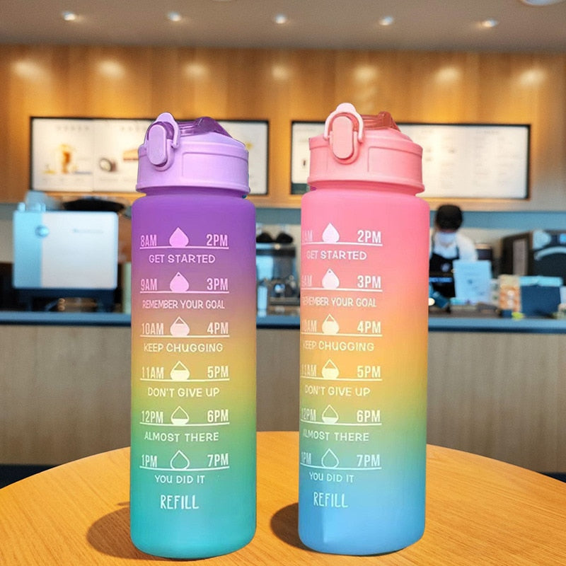 900ml Water Bottle Motivational Sport Water Bottle Leakproof Drinking