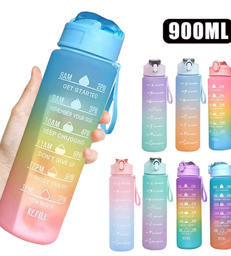 900ml Water Bottle Motivational Sport Water Bottle Leakproof Drinking