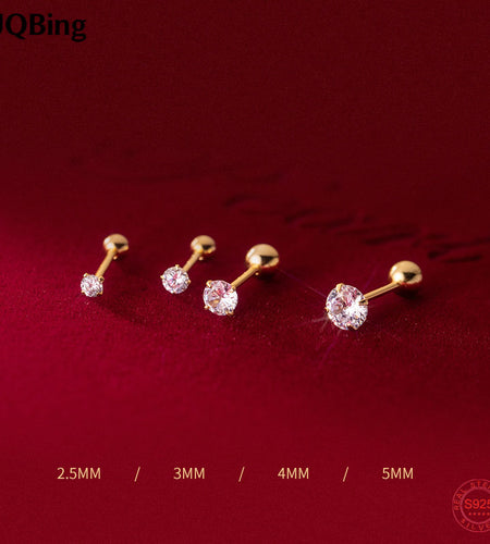 925 Sterling Silver Back Stud Earrings - 925 Sterling Silver 18k Gold