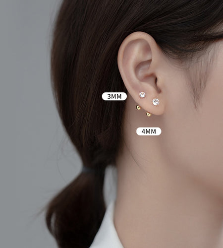 925 Sterling Silver Back Stud Earrings - 925 Sterling Silver 18k Gold